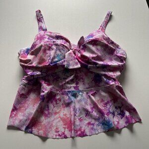 Torrid Swim Tankini Top Only, Pink/Purple/White, Underwire, Size 1 DD/DDD